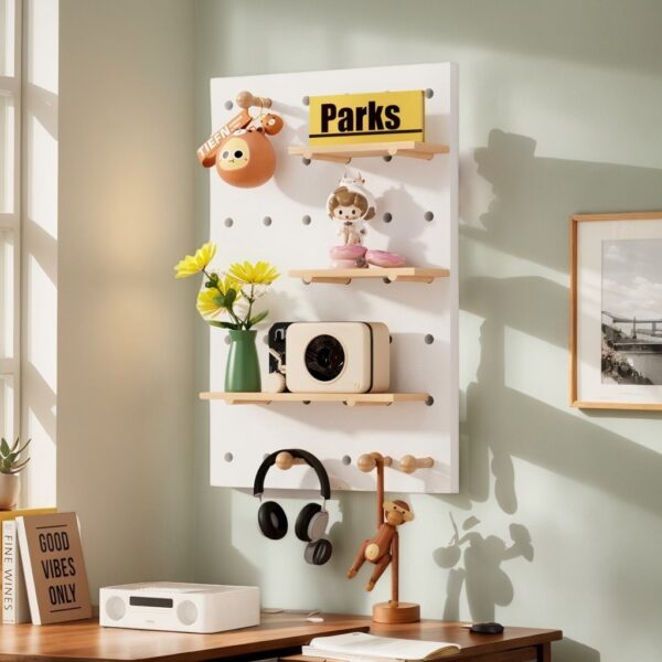 Xiaohongshu Best Seller 40x60cm Solid Wood Pegboard - Storage Organizer &Weekend Shipments Unavailable,White Color Special Offer,sale Promotion